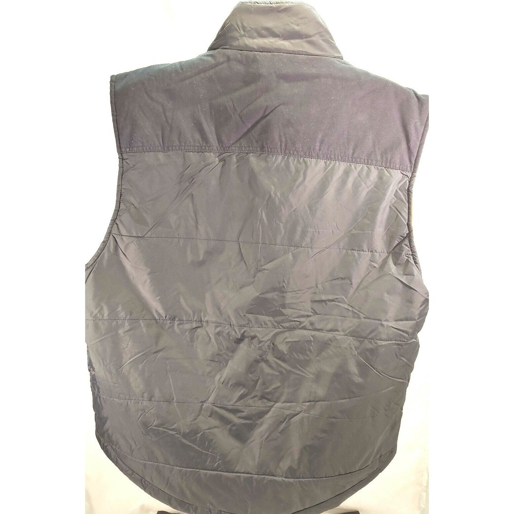 Marc Ecko Cut & Sew Mens XL Puffer Vest Navy Blue Quilted Full Zip Yellow Lining - Picture 4 of 6